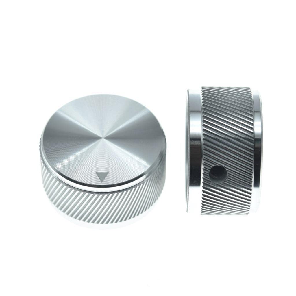 KAISH 2pcs 1-3/16''(30mm) Diam. Aluminium Potentiometer Knobs 1/4'' Universal Metal Pot Control Knobs w/Indicator & Set Screw fo